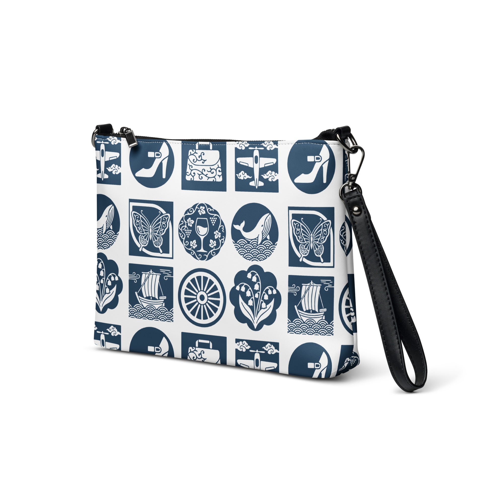 家紋パターン クロスボディバッグ 側面 | Kamon Crossbody Bag - Side View | WITH HEELS