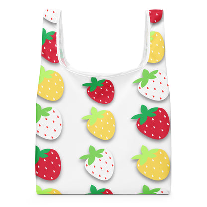 カラフルイチゴプリントのトートバッグ / Colorful strawberry print tote bag
