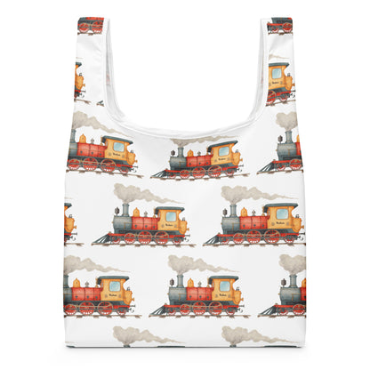 機関車プリントのトートバッグ / Steam locomotive print tote bag
