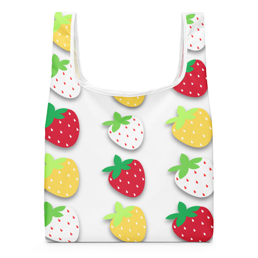 カラフルイチゴプリントのトートバッグ / Colorful strawberry print tote bag