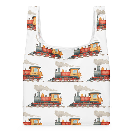 機関車プリントのトートバッグ / Steam locomotive print tote bag
