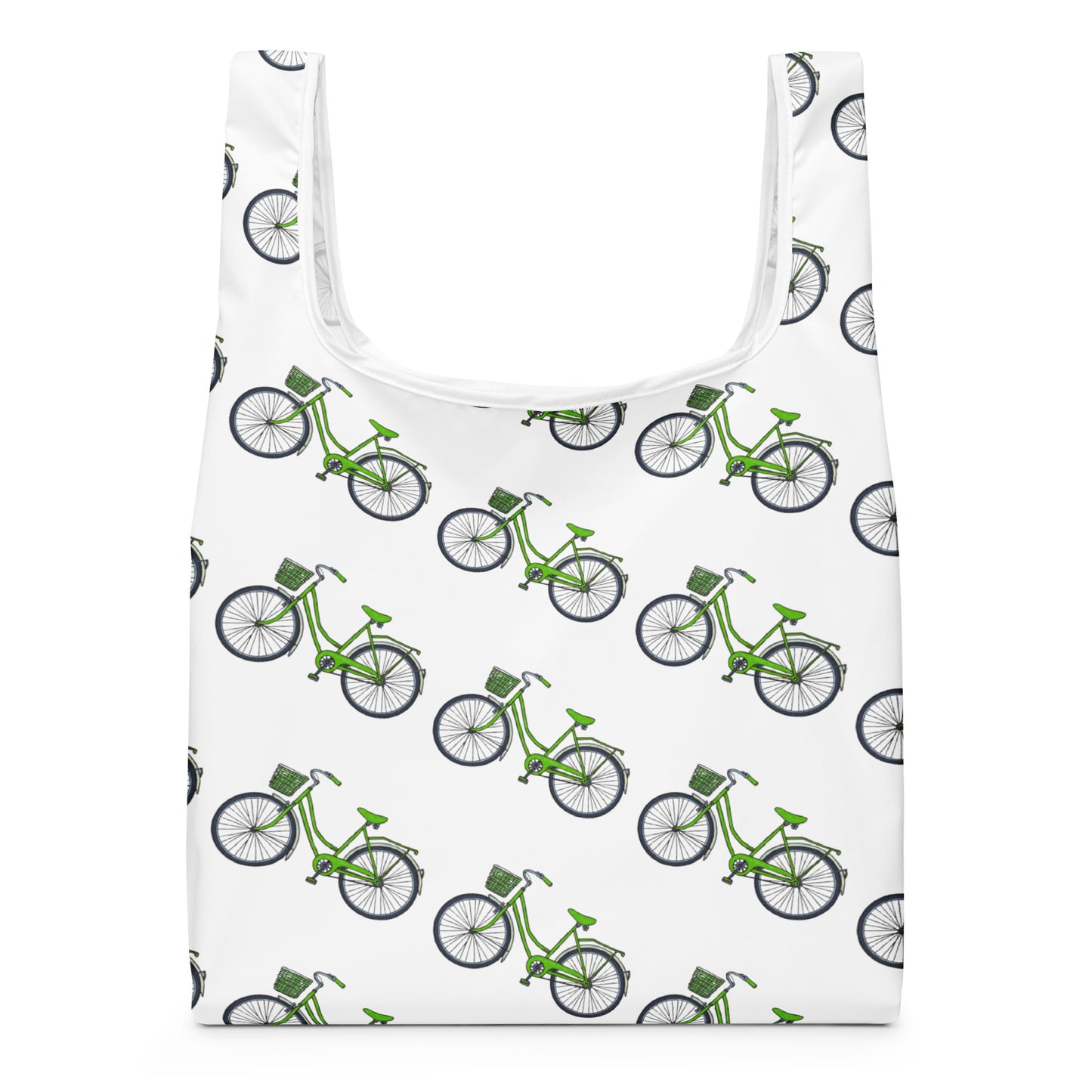 グリーン自転車プリントのトートバッグ / Green bicycle print tote bag
