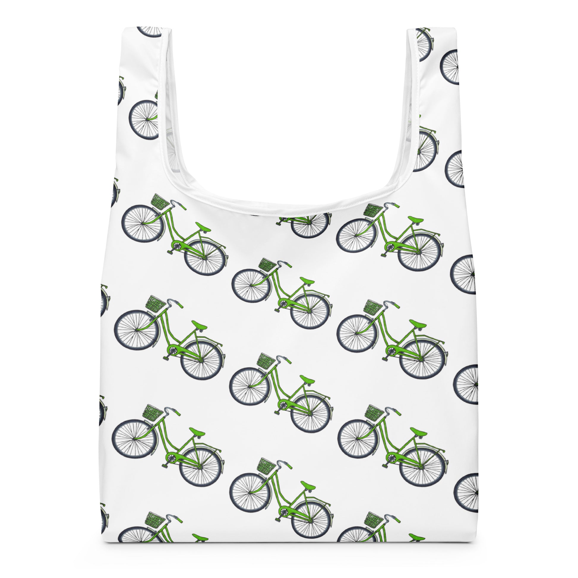 グリーン自転車プリントのトートバッグ / Green bicycle print tote bag
