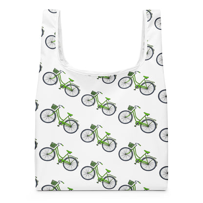 グリーン自転車プリントのトートバッグ / Green bicycle print tote bag
