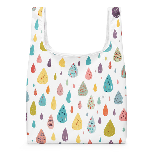ショッピングバッグ レインボードロップ - カラフルな雨粒模様