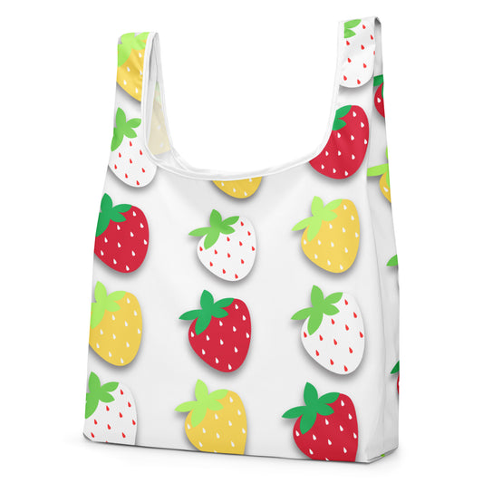 カラフルイチゴプリントのトートバッグ / Colorful strawberry print tote bag
