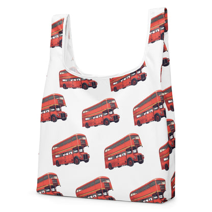 赤いバスプリントのトートバッグ / Red bus print tote bag
