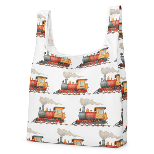 機関車プリントのトートバッグ / Steam locomotive print tote bag
