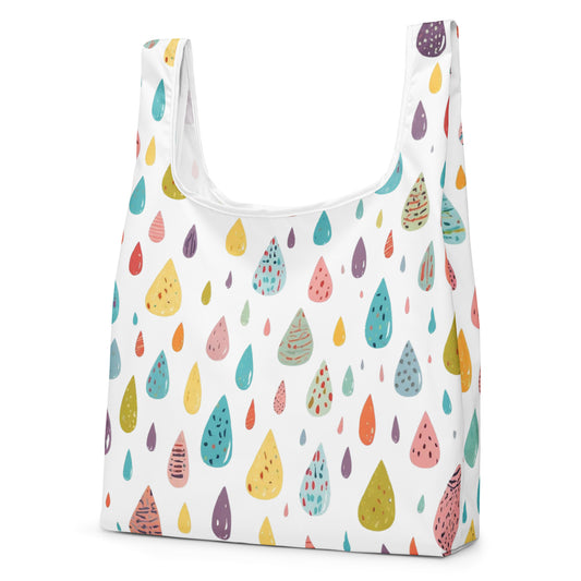 ショッピングバッグ レインボードロップ - カラフルな雨粒模様