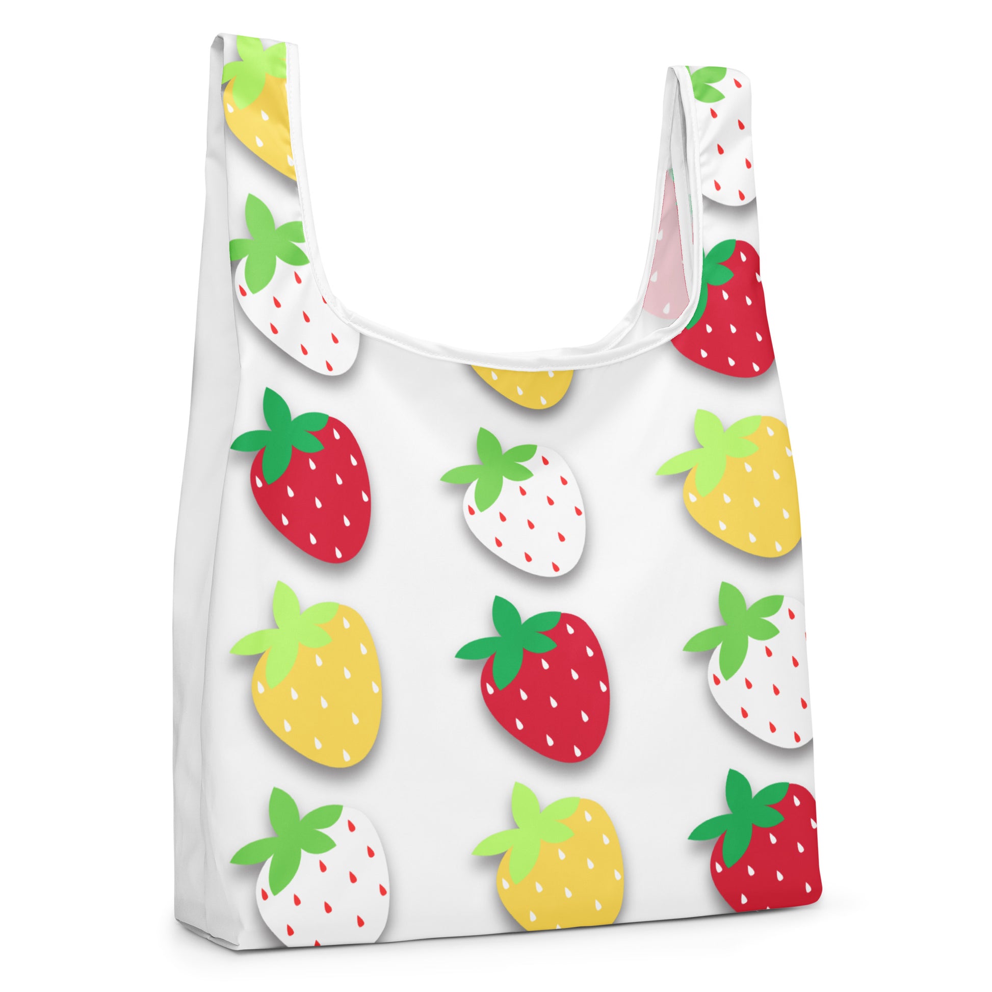 カラフルイチゴプリントのトートバッグ / Colorful strawberry print tote bag
