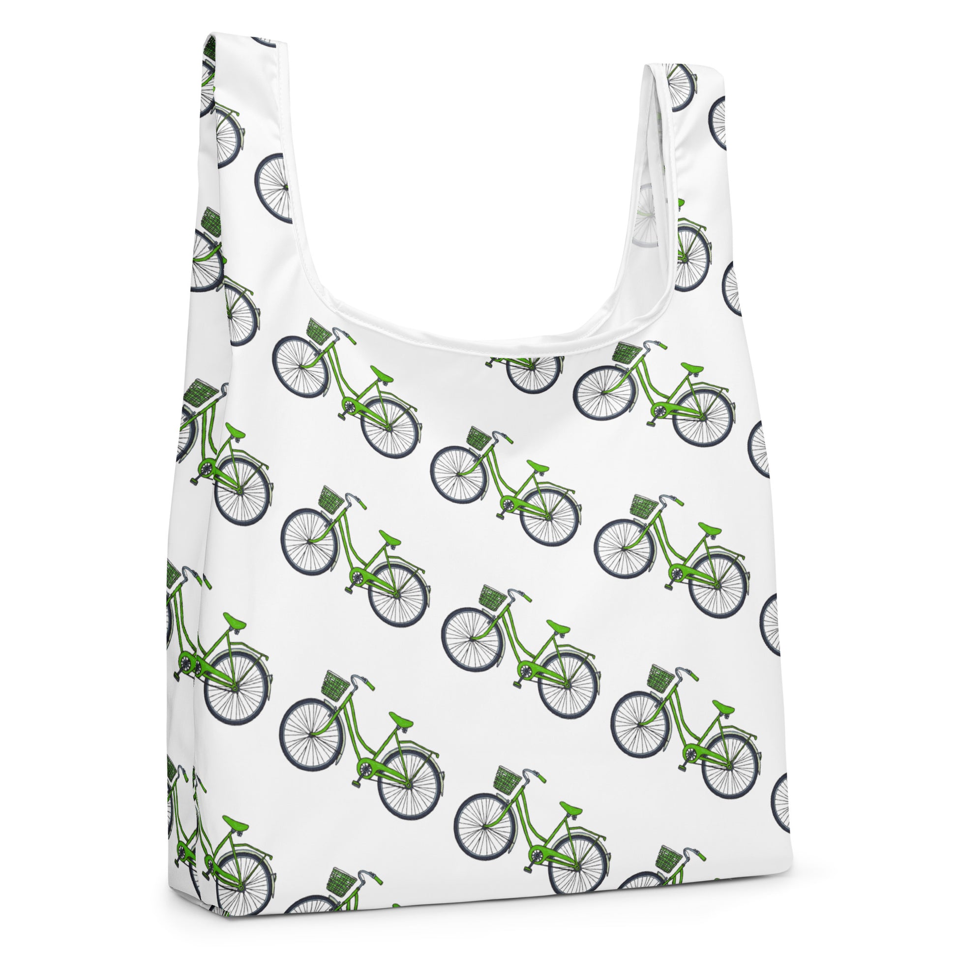 グリーン自転車プリントのトートバッグ / Green bicycle print tote bag
