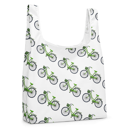 グリーン自転車プリントのトートバッグ / Green bicycle print tote bag
