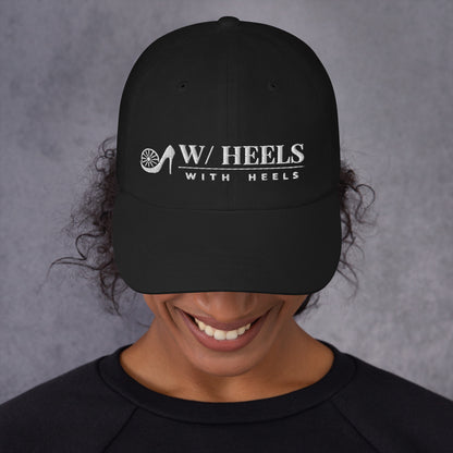 W/HEELS Logo Embroidered Cap Black – White Embroidery