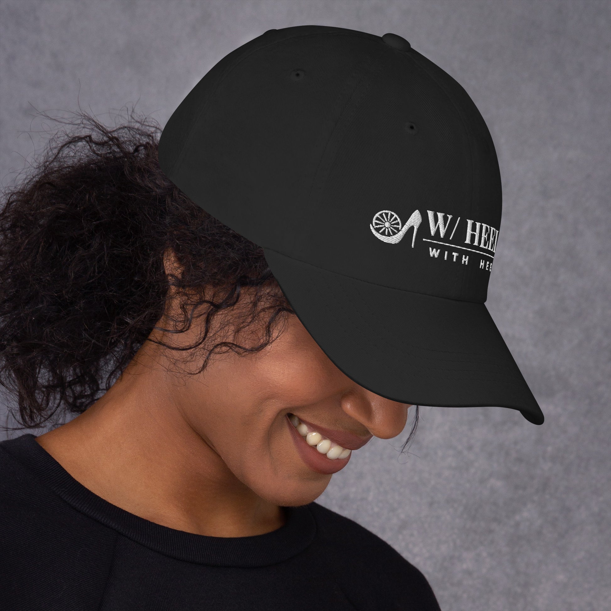W/HEELS Logo Embroidered Cap Black – White Embroidery