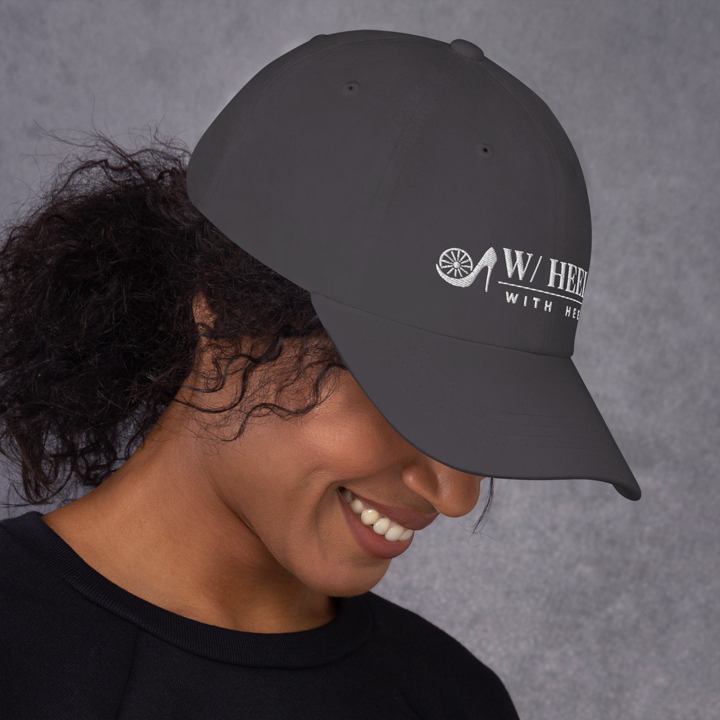 W/HEELS Logo Embroidered Cap Dark Grey – White Embroidery
