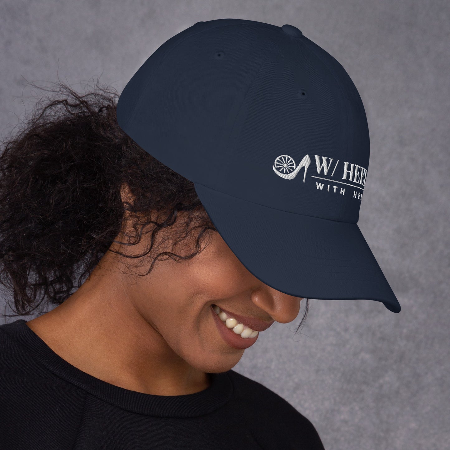 W/HEELS Logo Embroidered Cap Navy – White Embroidery