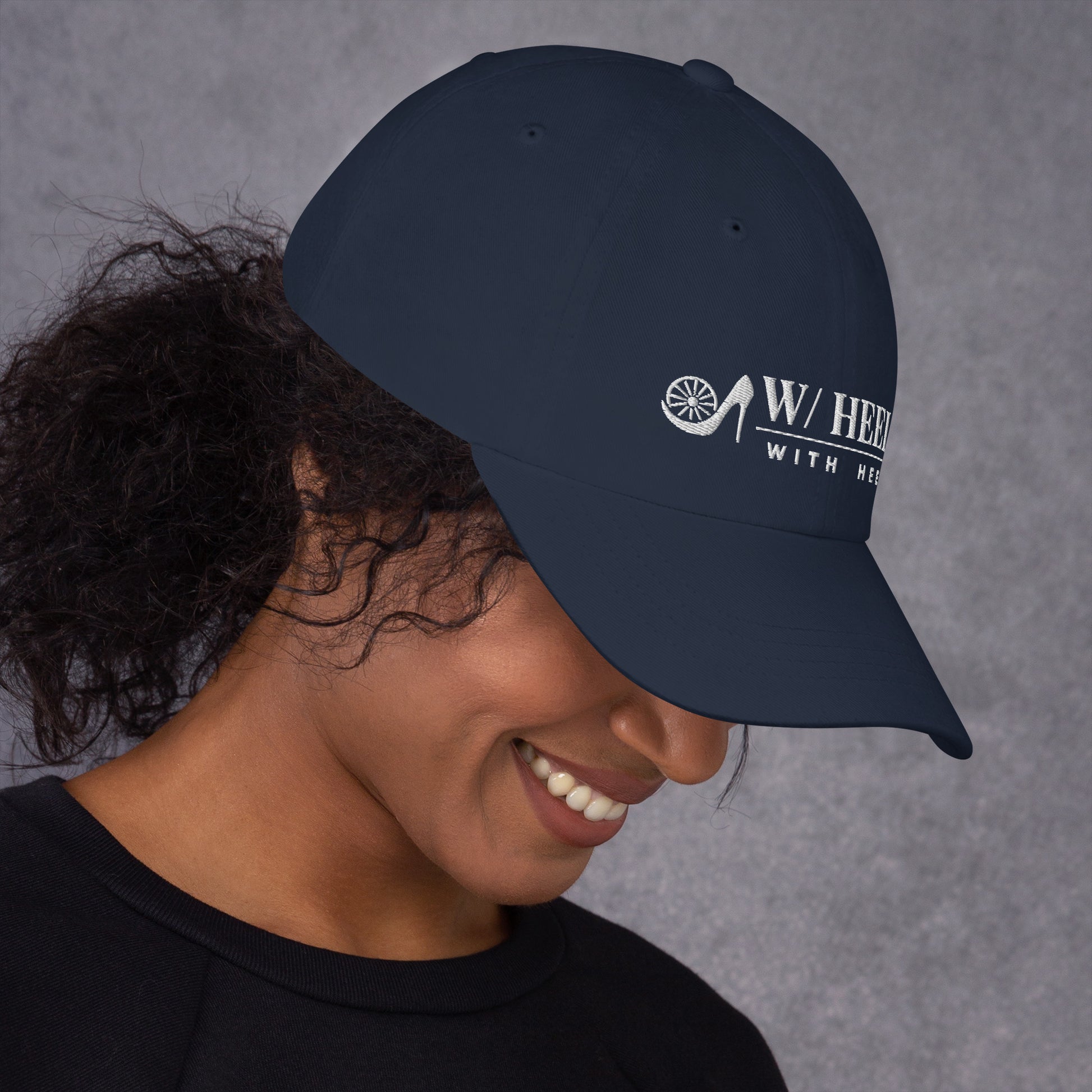 W/HEELS Logo Embroidered Cap Navy – White Embroidery