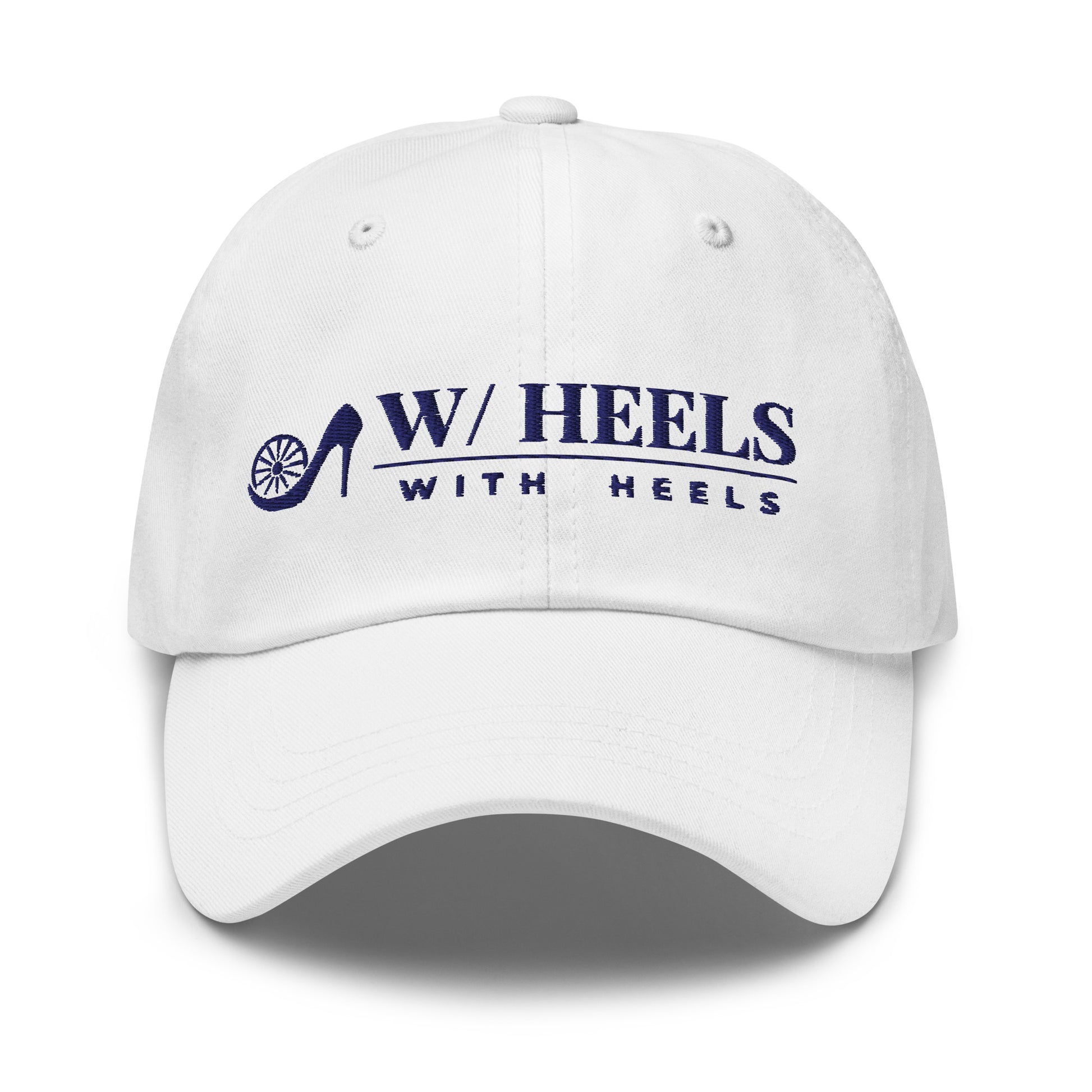 W/HEELS Logo Embroidered Cap White – Navy Embroidery