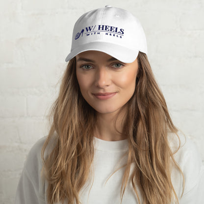 W/HEELS Logo Embroidered Cap White – Navy Embroidery