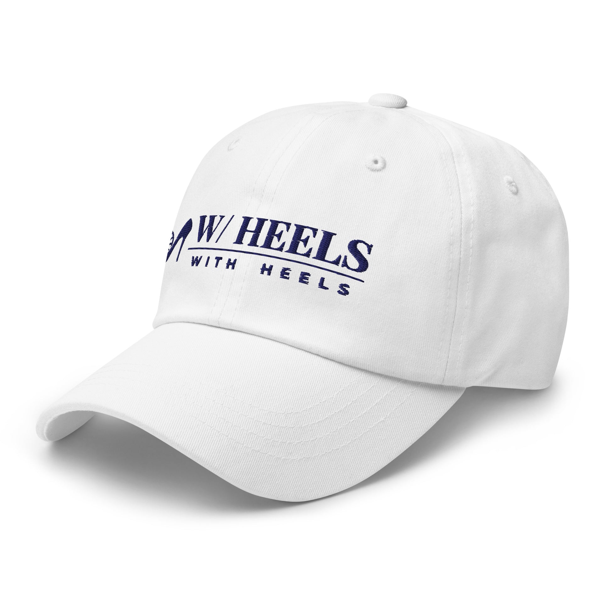 W/HEELS Logo Embroidered Cap White – Navy Embroidery