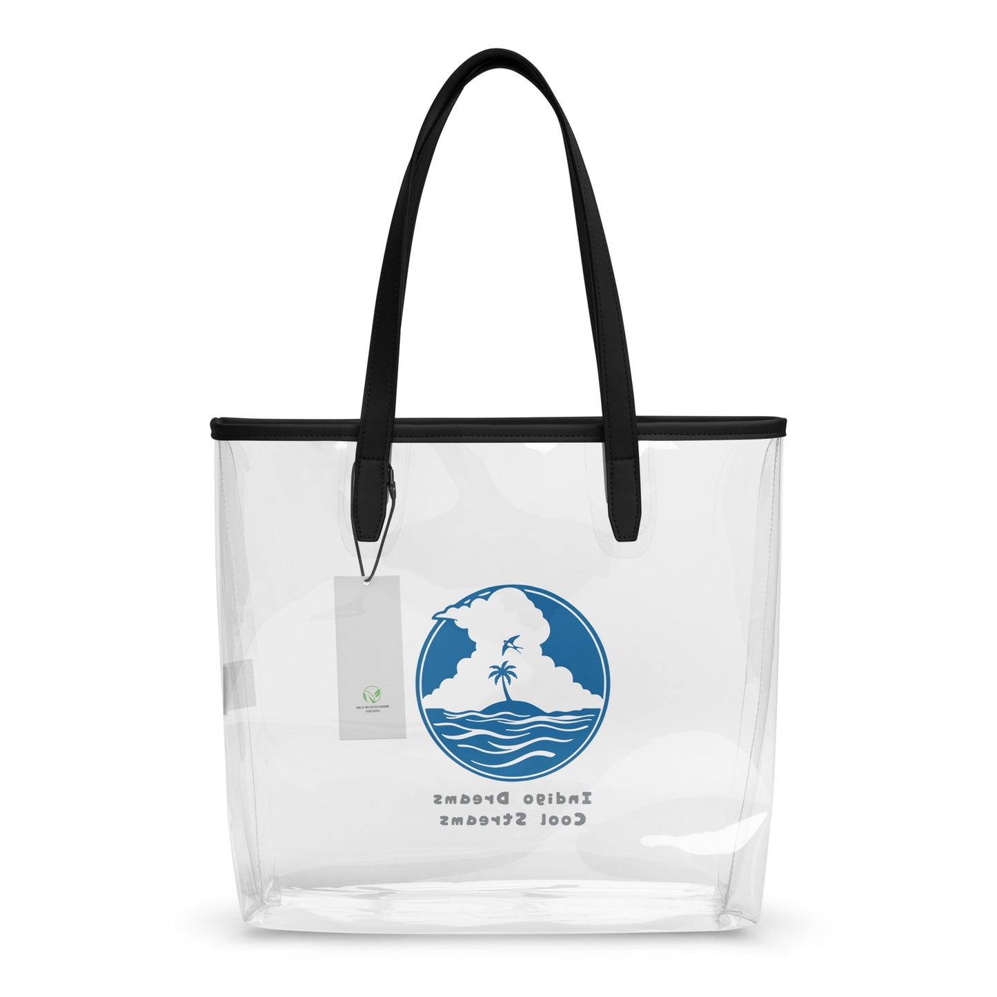 Clear Tote Bag Indigo Dream – Front View | WITH HEELS