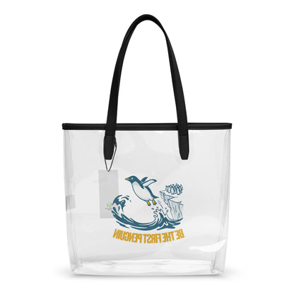 Clear Tote Bag First Penguin – Back View | WITH HEELS