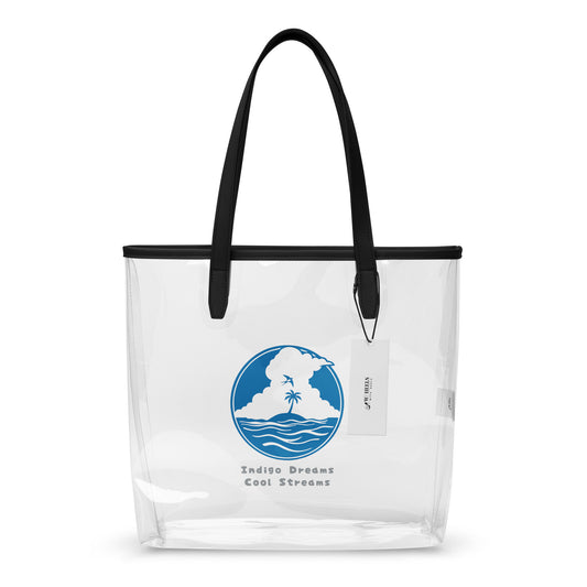 Clear Tote Bag Indigo Dream – Front View | WITH HEELS