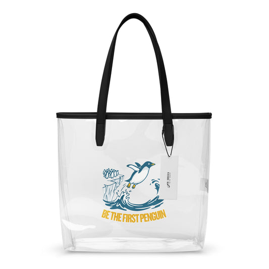 Clear Tote Bag First Penguin – Front View | WITH HEELS