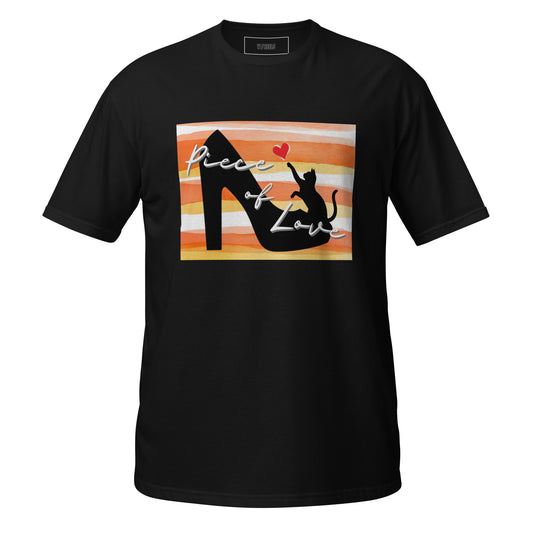 オレンジ・ラブキャットプリントのTシャツ / Orange love cat print unisex t-shirt
