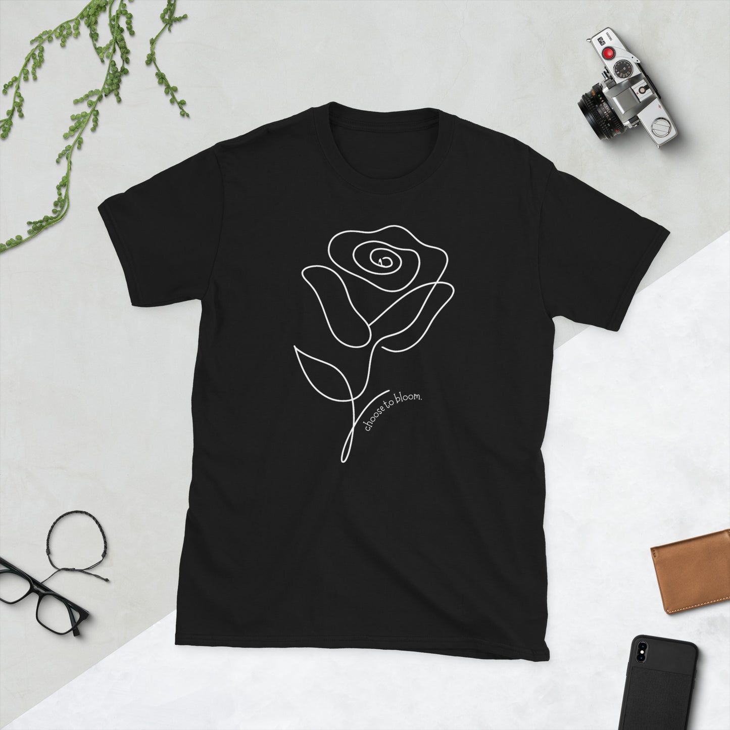 Choose to Bloom Graphic T-Shirt – Black, Front View