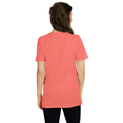 Festina Lente Graphic T-Shirt – Coral Silk, Back View (Model)