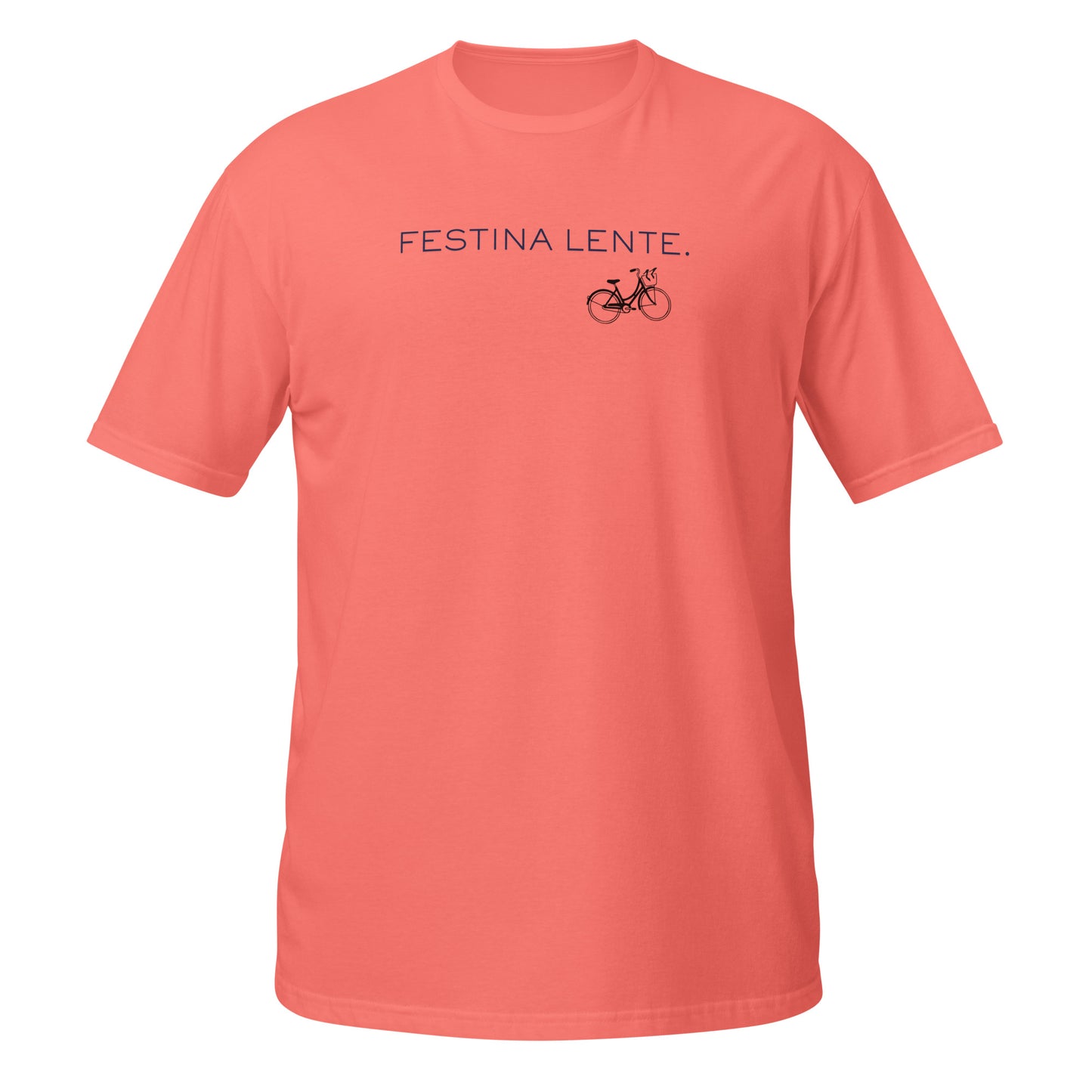 Festina Lente Graphic T-Shirt – Coral Silk, Front View