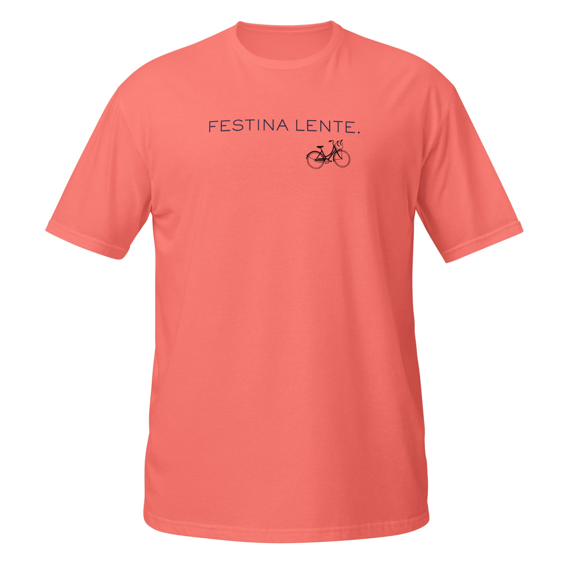 Festina Lente Graphic T-Shirt – Coral Silk, Front View