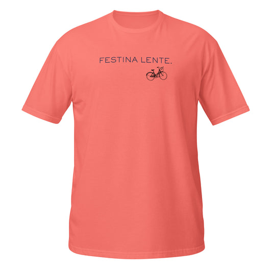 Festina Lente Graphic T-Shirt – Coral Silk, Front View