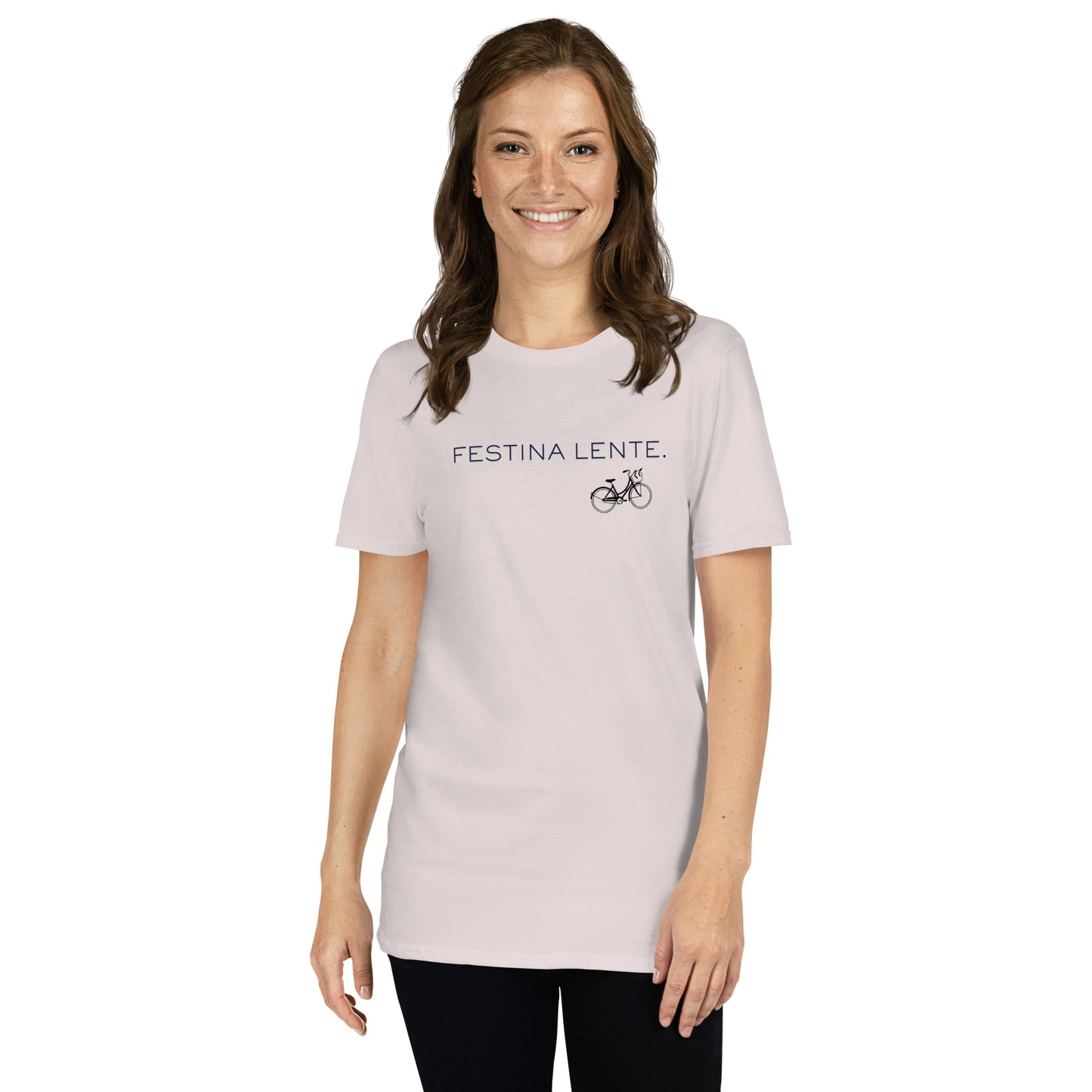 Festina Lente Graphic T-Shirt – Ice Grey, Front View (Model)