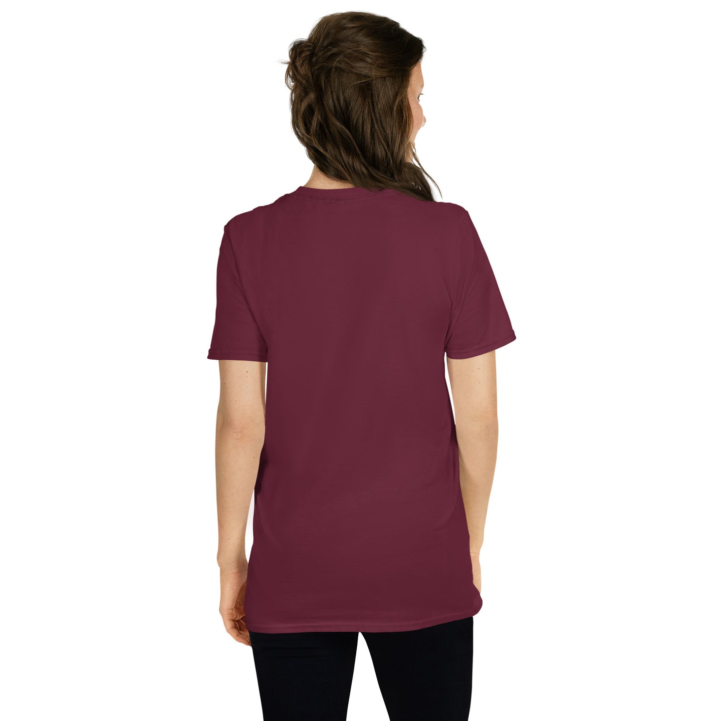 Choose to Bloom Graphic T-Shirt – Maroon, Back View (Model)