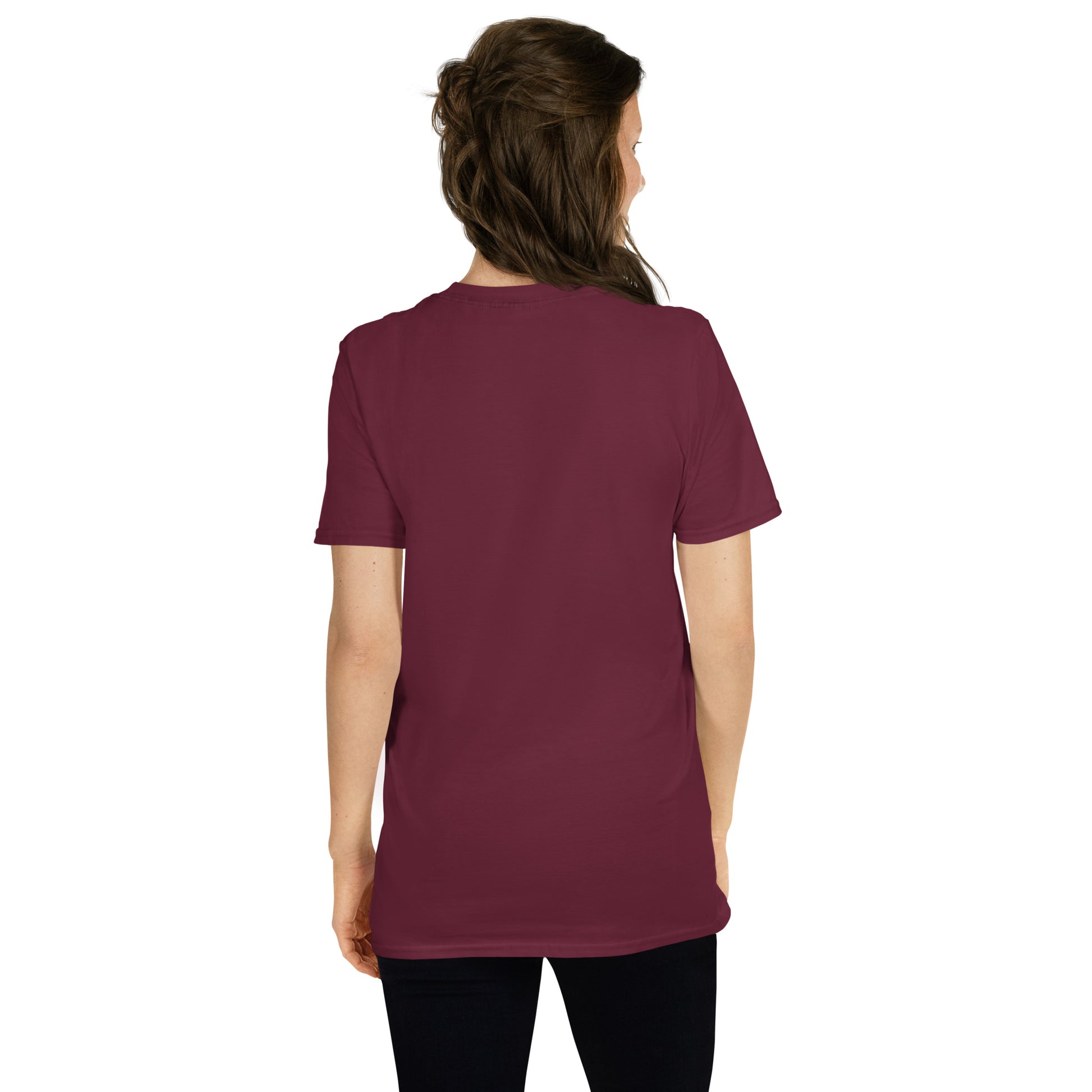 Choose to Bloom Graphic T-Shirt – Maroon, Back View (Model)