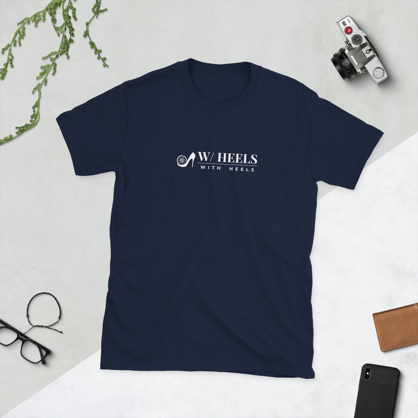 W/HEELS Logo T-Shirt Navy – One Point Chest Logo