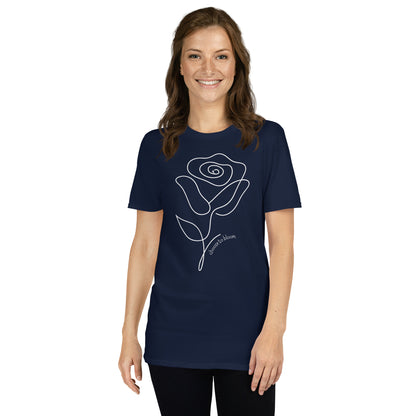 Choose to Bloom Graphic T-Shirt – Navy, Front View (Model）