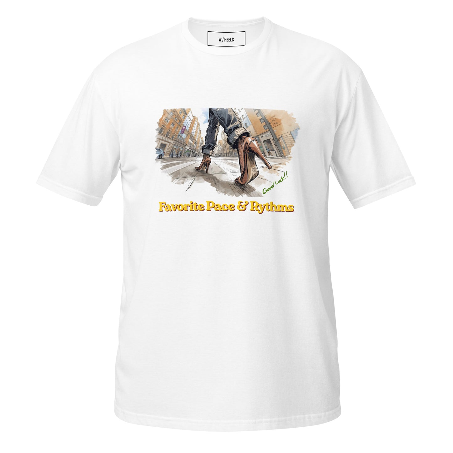 グッドラック・ウォーキングプリントのTシャツ / Good Luck Walking print unisex t-shirt
